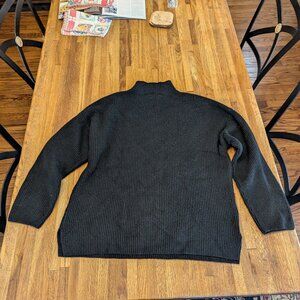 Black Nubby Ribbed Mock Turtleneck Sweater